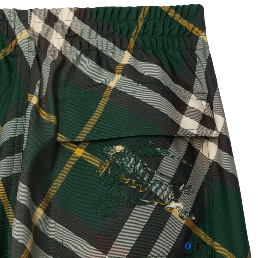 Pantalon à carreaux BURBERRY nylon check vert jaune
