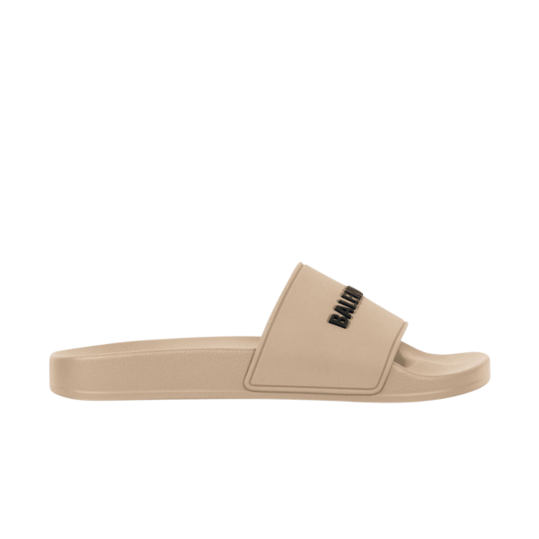 Sandale BALENCIAGA Pool en gomme beige logo noir