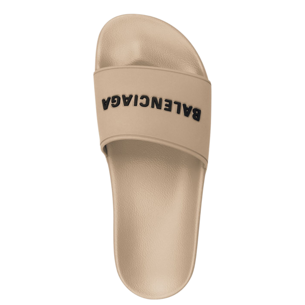 Sandale BALENCIAGA Pool en gomme beige logo noir