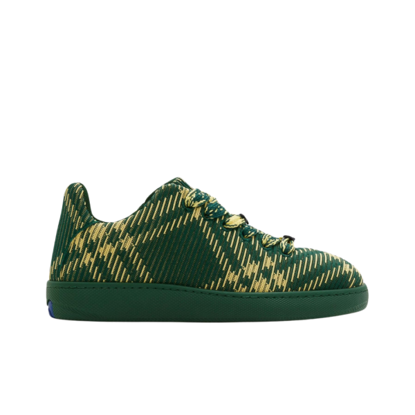 Baskets BURBERRY nylon tricoté check vert jaune
