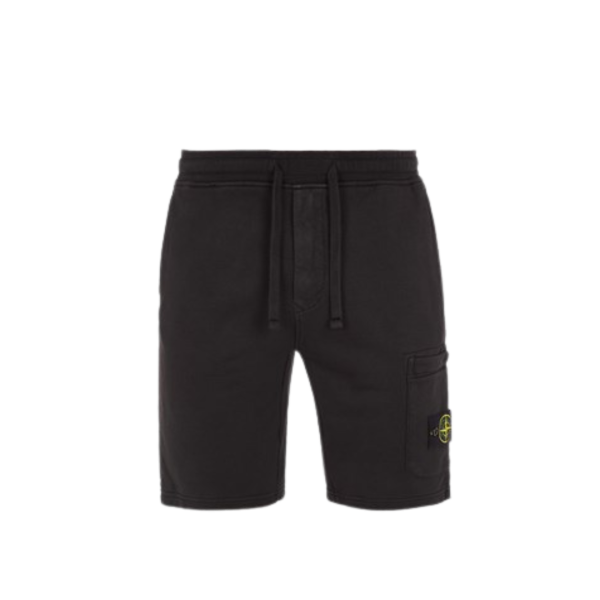 Bermuda cargo STONE ISLAND en molleton de coton noir logo rose des vents