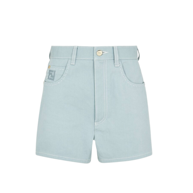 Short slim à revers denim...