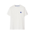 T-shirt jersey de coton blanc broderie chevalier équestre bleu