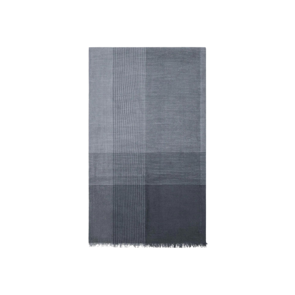 Echarpe en soie mélangée BRUNELLO CUCINELLI à carreaux gris Beluga