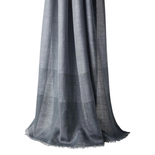 Echarpe en soie mélangée BRUNELLO CUCINELLI à carreaux gris Beluga