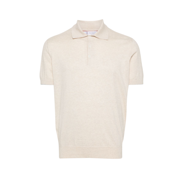 Polo manches courtes BRUNELLO CUCINELLI coton beige clair