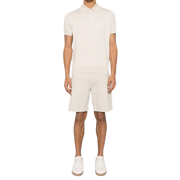 Polo manches courtes BRUNELLO CUCINELLI coton beige clair