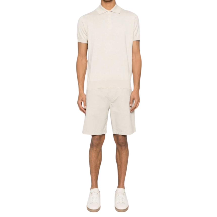 Polo manches courtes BRUNELLO CUCINELLI coton beige clair