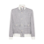 Veste à boutons lin laine pied-de-poule gris blanc