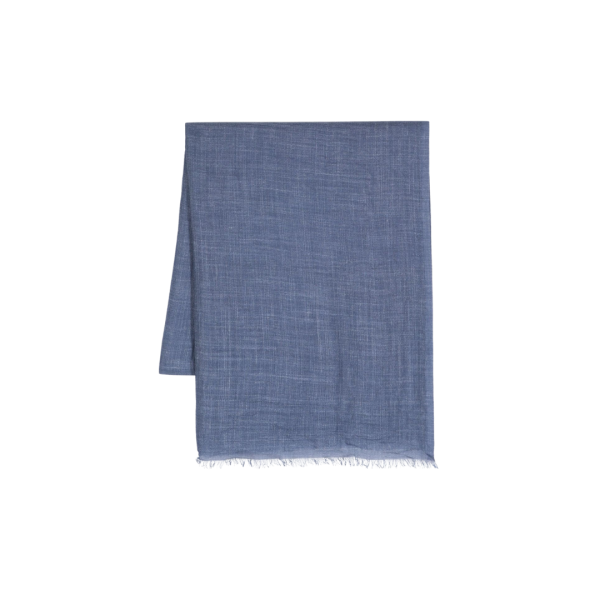 Echarpe BRUNELLO CUCINELLI effet dégradé soie lin bleu jeans