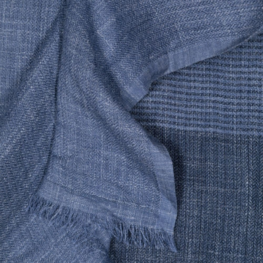 Echarpe BRUNELLO CUCINELLI effet dégradé soie lin bleu jeans