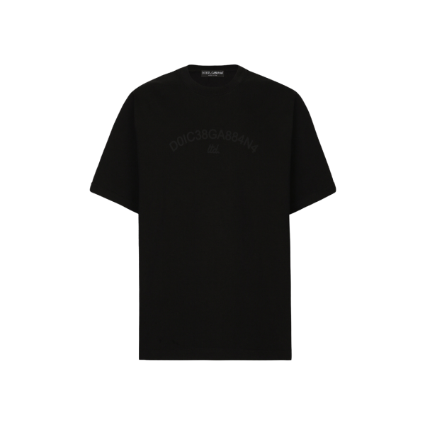 T-shirt DOLCE & GABBANA coton noir logo imprimé ton sur ton