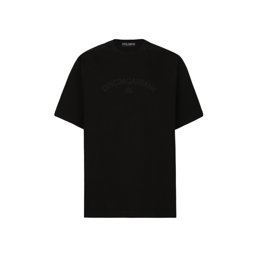 T-shirt DOLCE & GABBANA coton noir logo imprimé ton sur ton