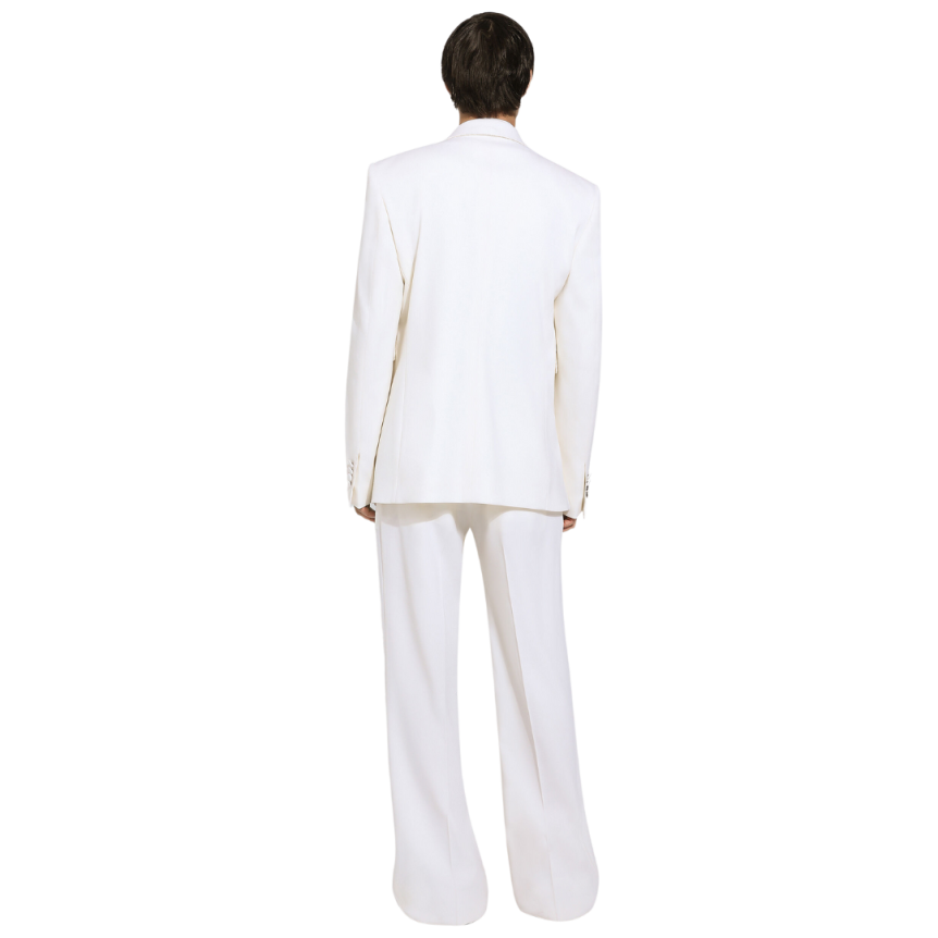 Veste DOLCE & GABBANA Sicilia ajustée laine stretch blanc simple boutonnage