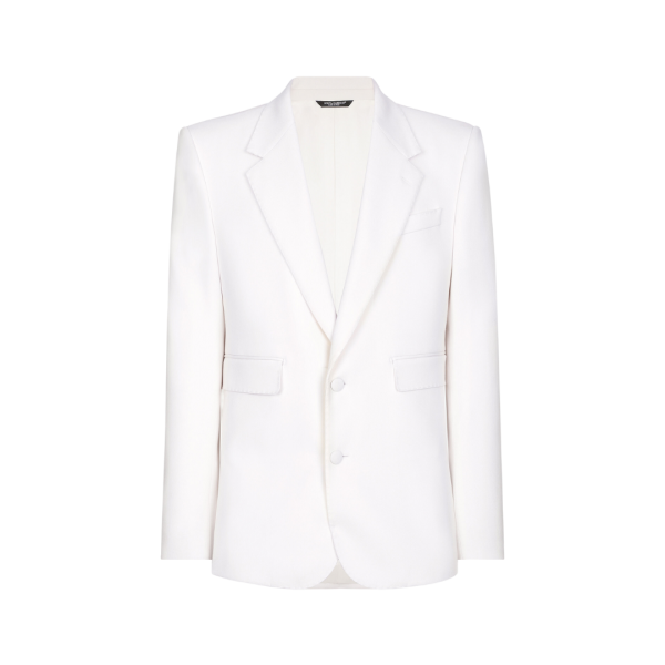 Veste DOLCE & GABBANA Sicilia ajustée laine stretch blanc simple boutonnage