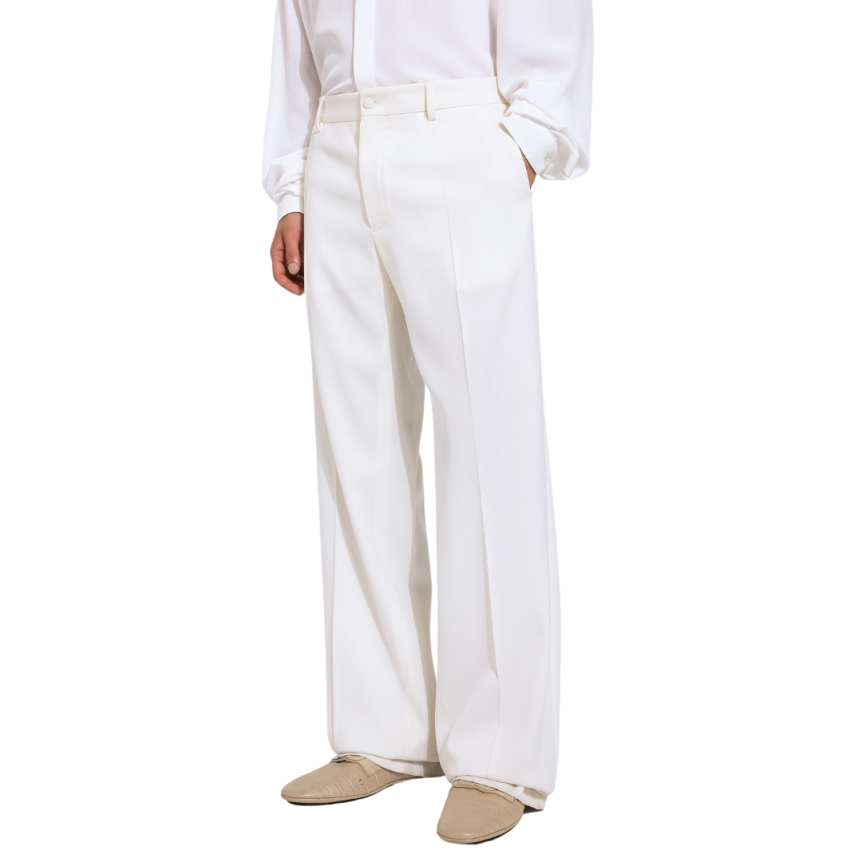 Pantalon droit DOLCE & GABBANA laine stretch blanc