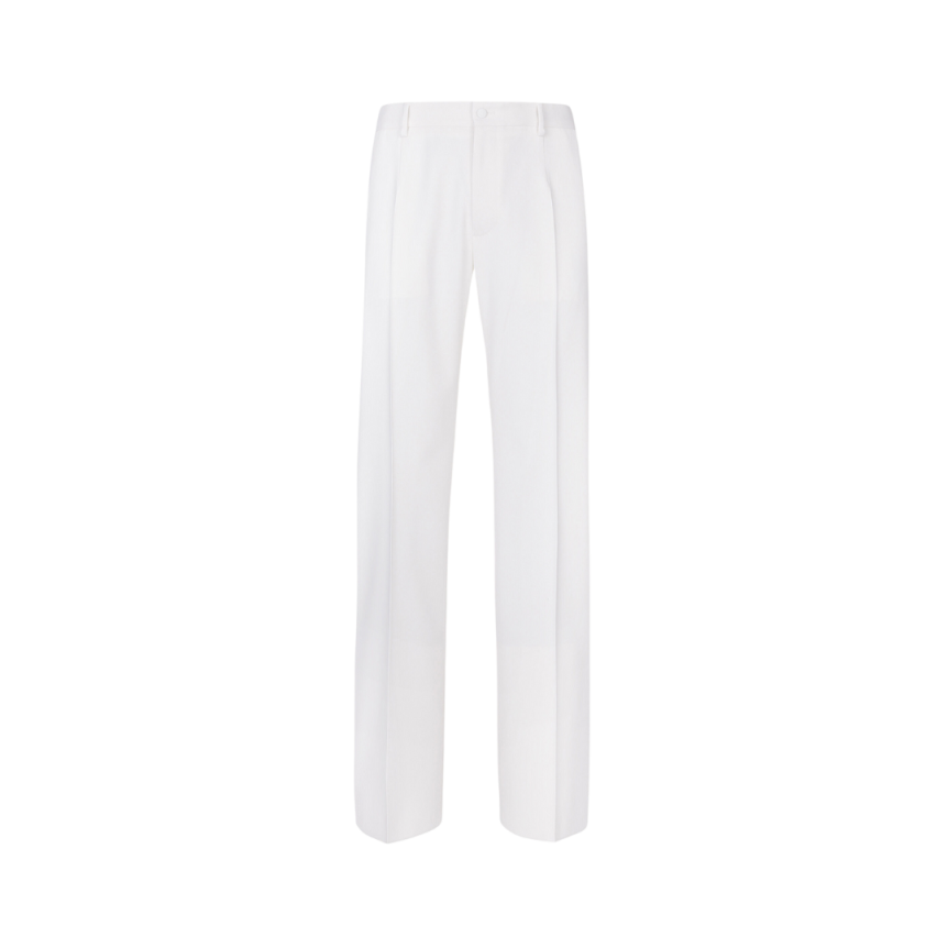 Pantalon droit DOLCE & GABBANA laine stretch blanc