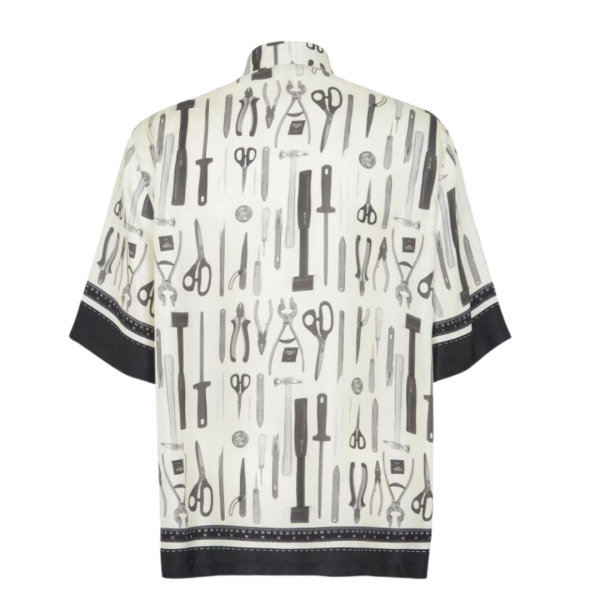 Chemise manches courtes soie blanc imprimé Fendi Tools