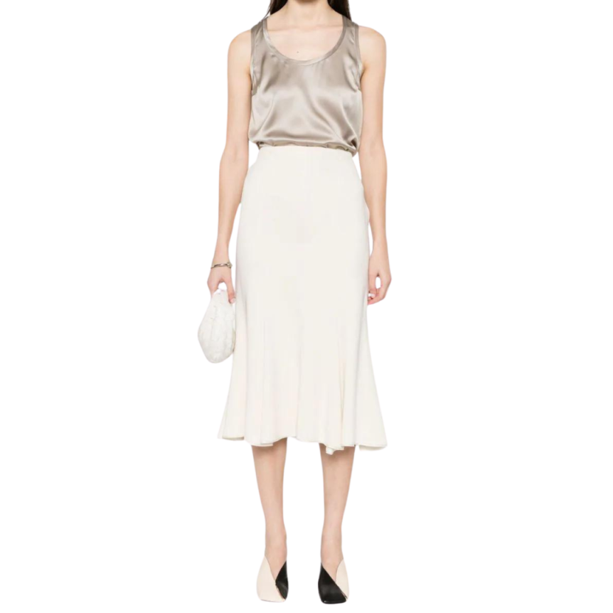 Top débardeur BRUNELLO CUCINELLI soie gris taupe