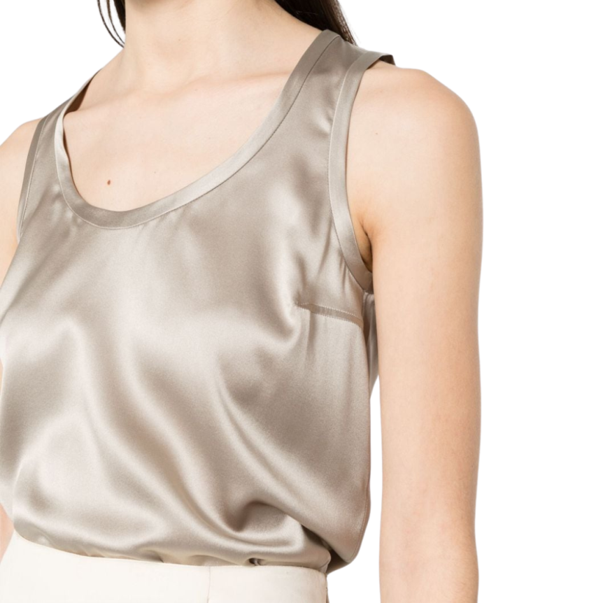 Top débardeur BRUNELLO CUCINELLI soie gris taupe