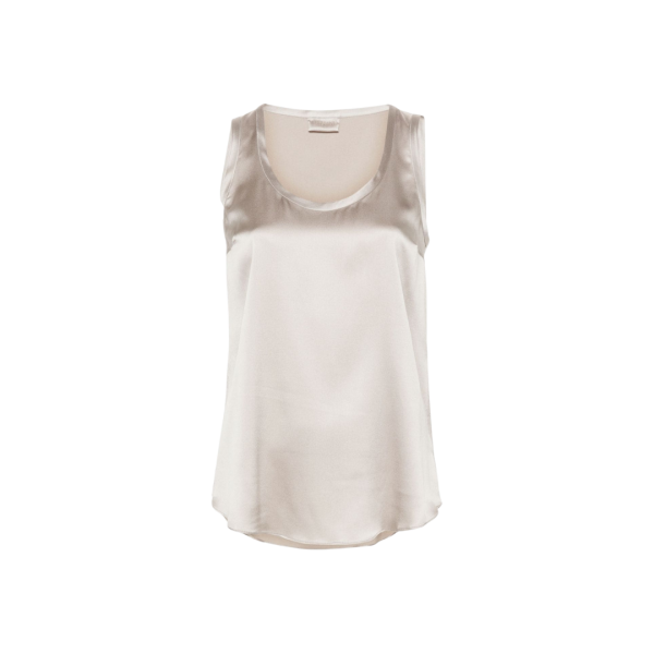 Top débardeur BRUNELLO CUCINELLI soie gris taupe