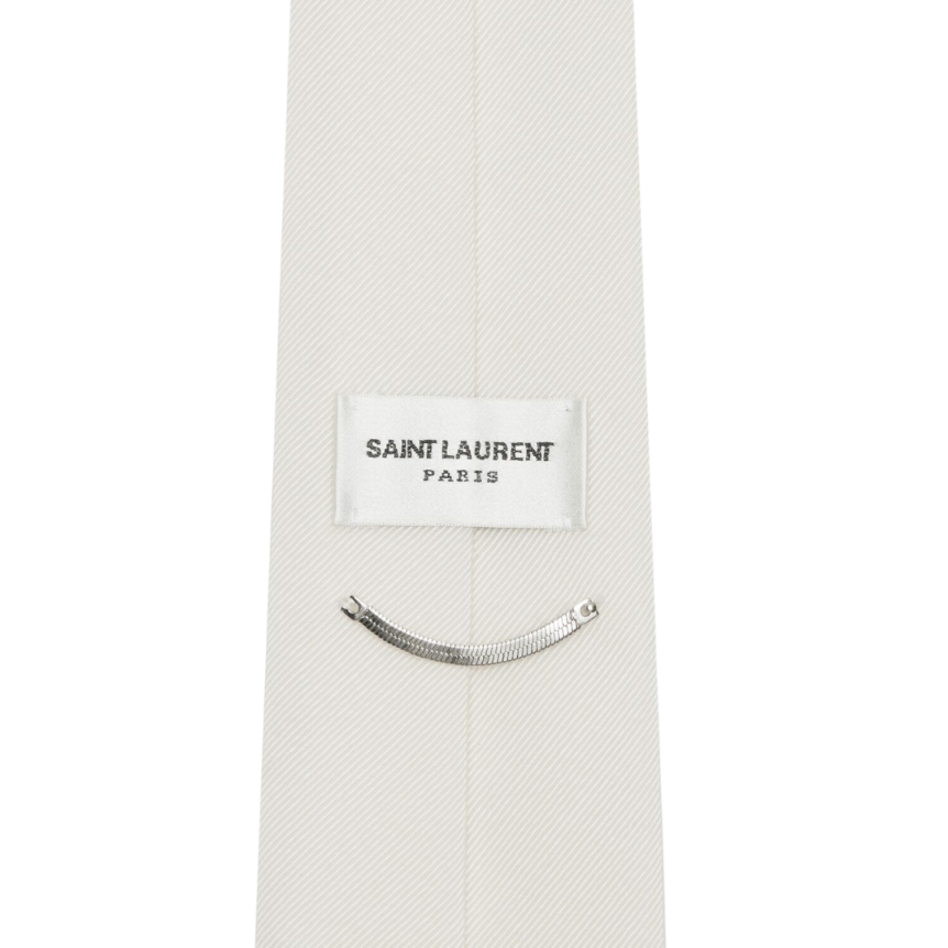 SAINT LAURENT Cravate fuselée soie écrue