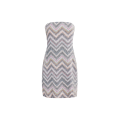 Mini-robe bustier viscose mélangée argent zig zag paillettes