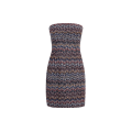 Mini-robe bustier viscose noire lamée chevrons multicolores