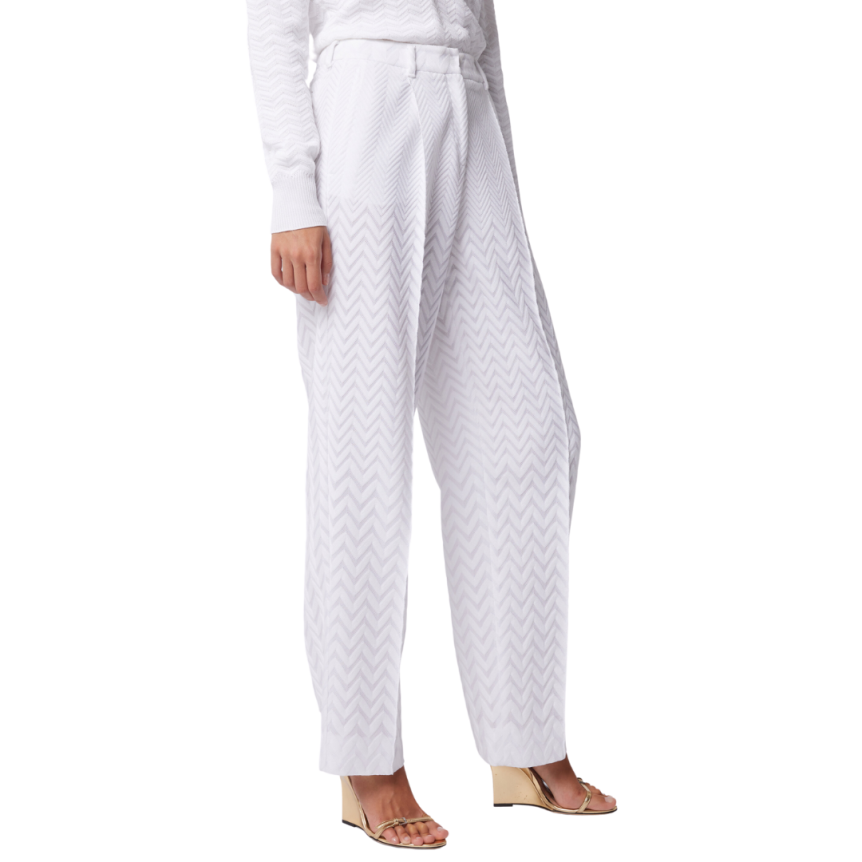 Pantalon classique MISSONI finition raschel chevrons blanc