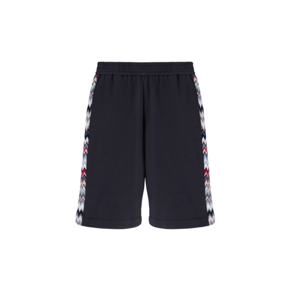Short MISSONI coton bleu marine empiècements chevrons