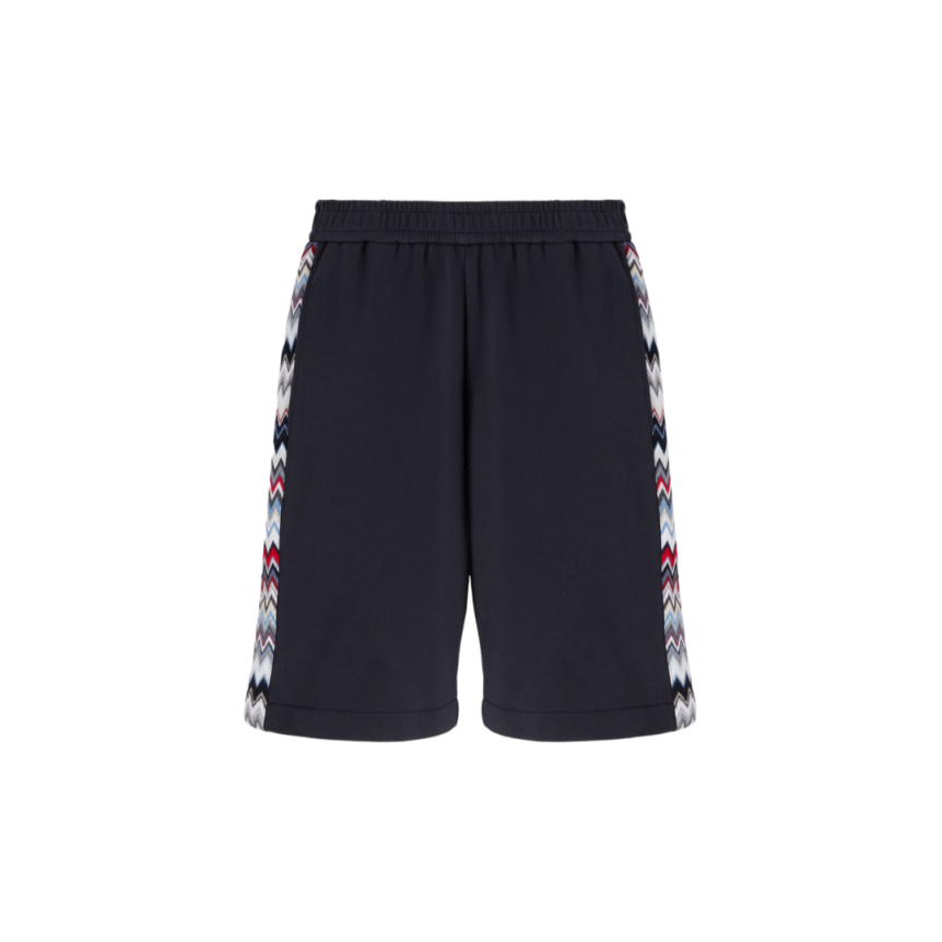 Short MISSONI coton bleu marine empiècements chevrons