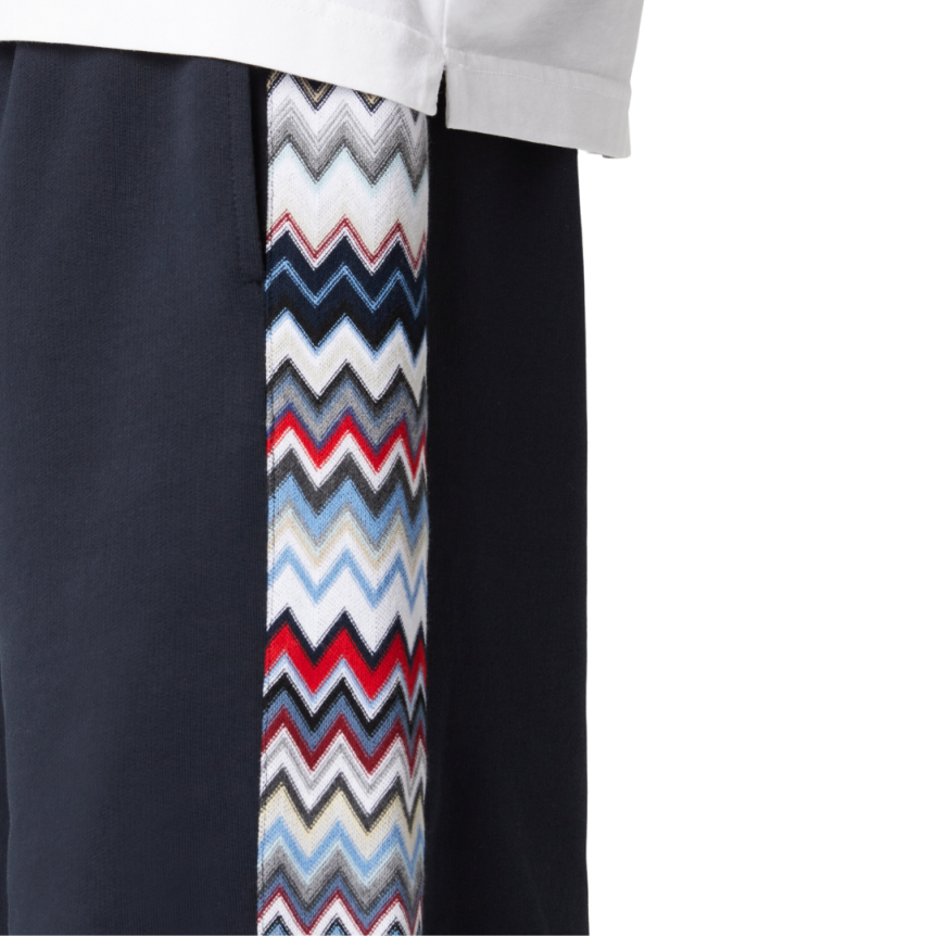 Short MISSONI coton bleu marine empiècements chevrons