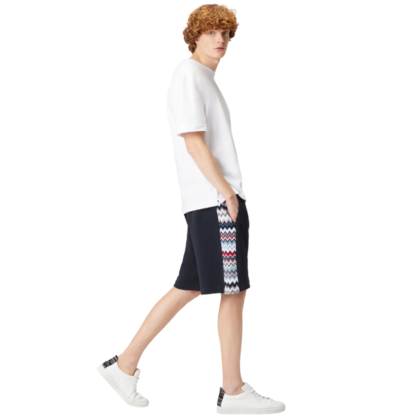 Short MISSONI coton bleu marine empiècements chevrons