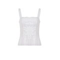 Top a bretelles coton organza blanc fronces