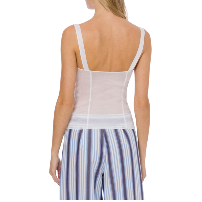 Top a bretelles ALBERTA FERRETTI coton organza blanc fronces