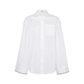 chemise manche évasée popeline coton blanc bordure noire