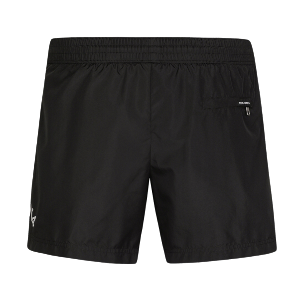 Short de bain court nylon noir logo D&G blanc