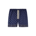 Short viscose bleu marine imprimé cachemire bandana