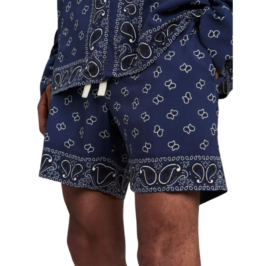 Short palm angels viscose bleu marine imprimé cachemire bandana