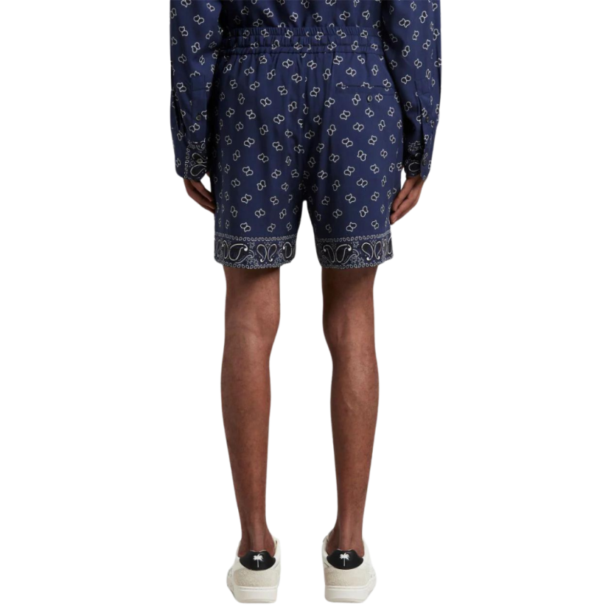 Short palm angels viscose bleu marine imprimé cachemire bandana