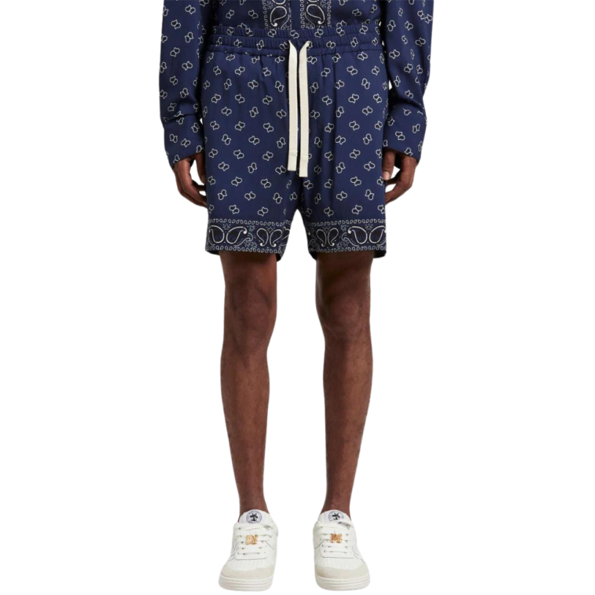 Short palm angels viscose bleu marine imprimé cachemire bandana