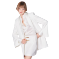 Veste Costume Blazer long crêpe blanc col satin
