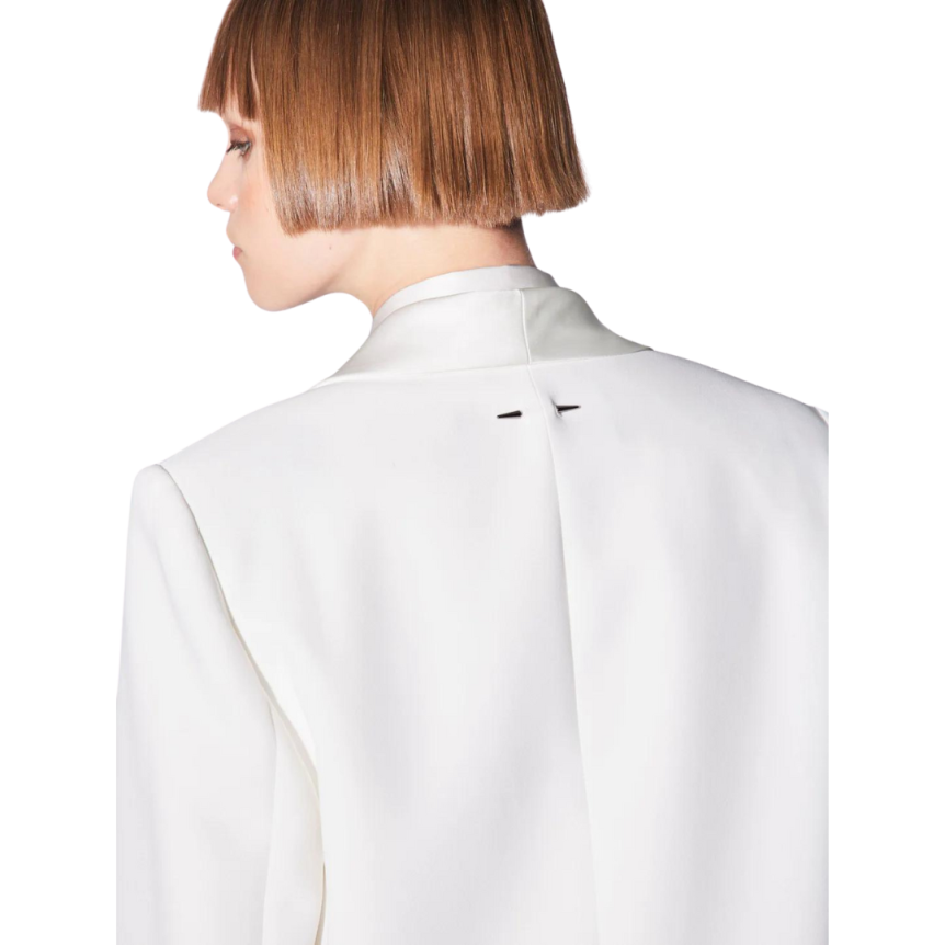 Veste Costume BARBARA BUI Blazer long crêpe blanc col satin