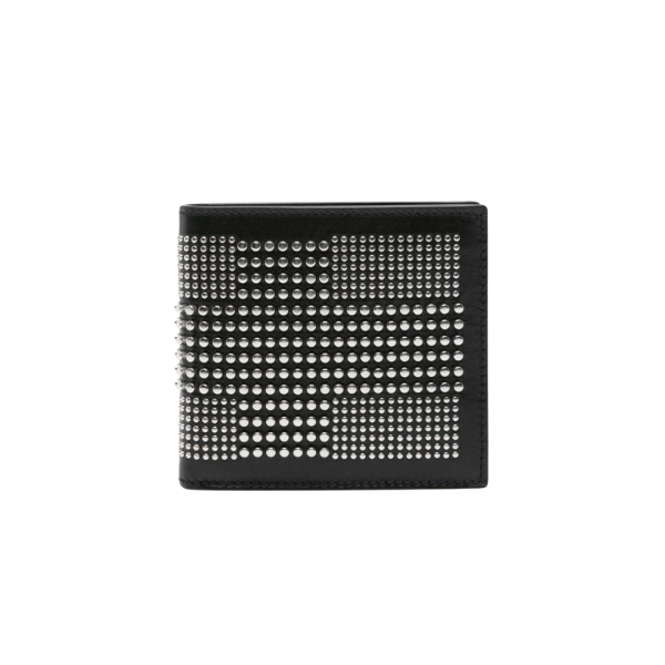 Portefeuille ALEXANDER MCQUEEN pliant cuir noir clous