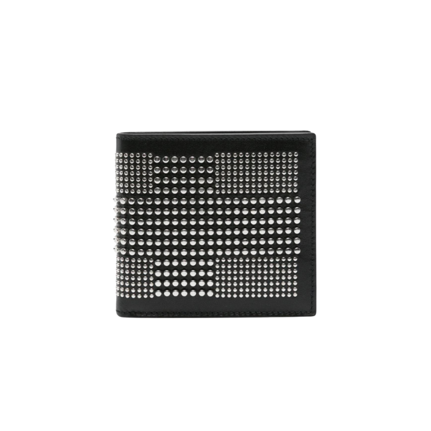 Portefeuille ALEXANDER MCQUEEN pliant cuir noir clous