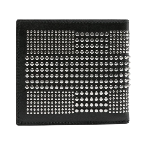 Portefeuille ALEXANDER MCQUEEN pliant cuir noir clous
