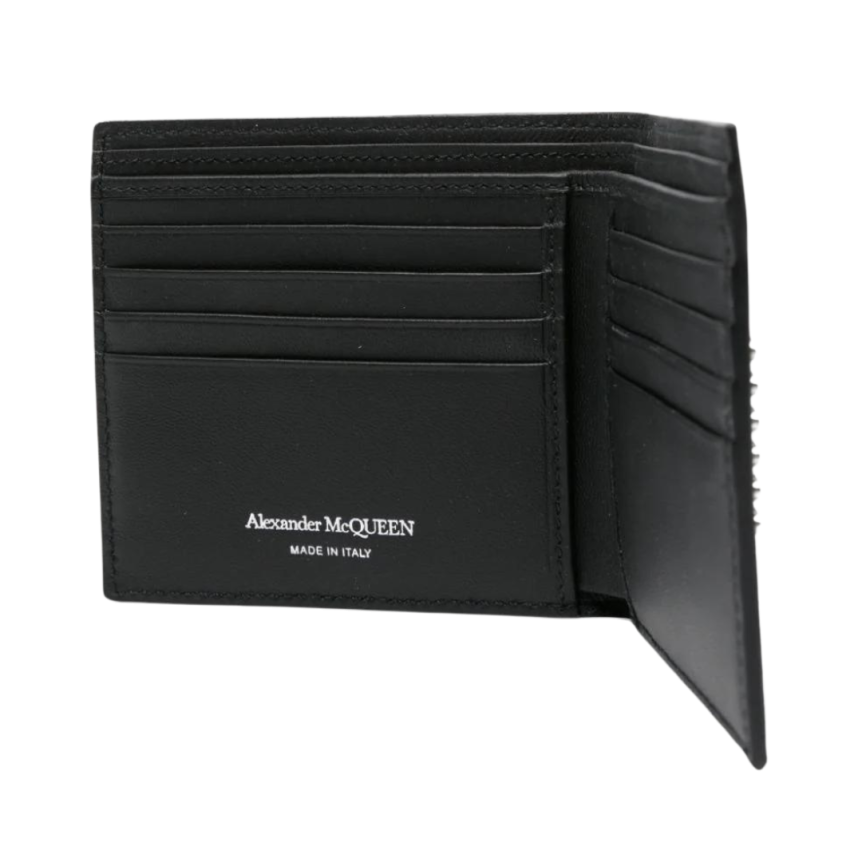 Portefeuille ALEXANDER MCQUEEN pliant cuir noir clous