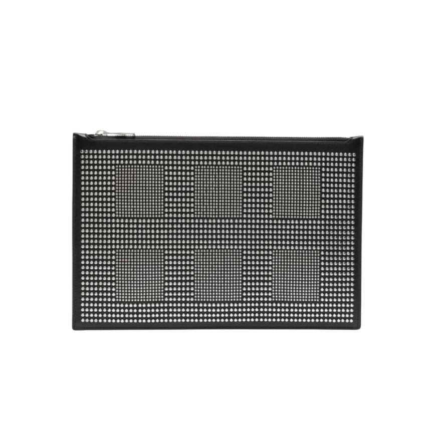 Pochette Tablette ALEXANDER MCQUEEN Snatched cuir veau noir clous