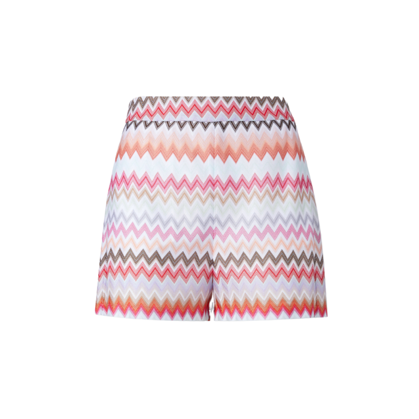 Short maille MISSONI coton viscose blanc zig zag multicolore