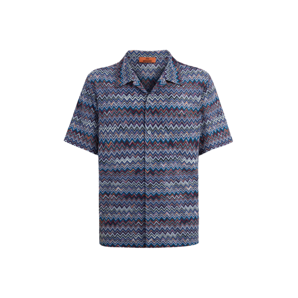 Chemise MISSONI manches courtes jersey zigzag bleu